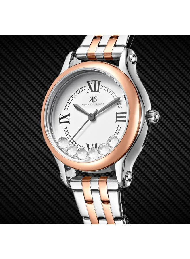 كينيث سكوت Women's Analog Display Watch With TT Rose Gold Stainless Steel Strap - K25510-KBKW