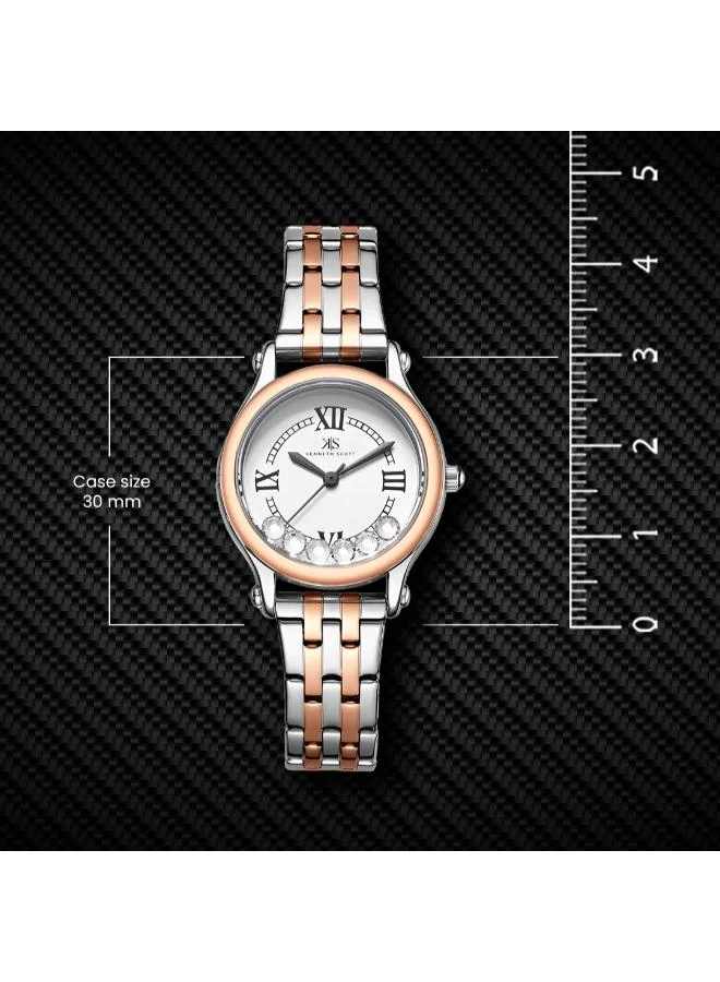 كينيث سكوت Women's Analog Display Watch With TT Rose Gold Stainless Steel Strap - K25510-KBKW