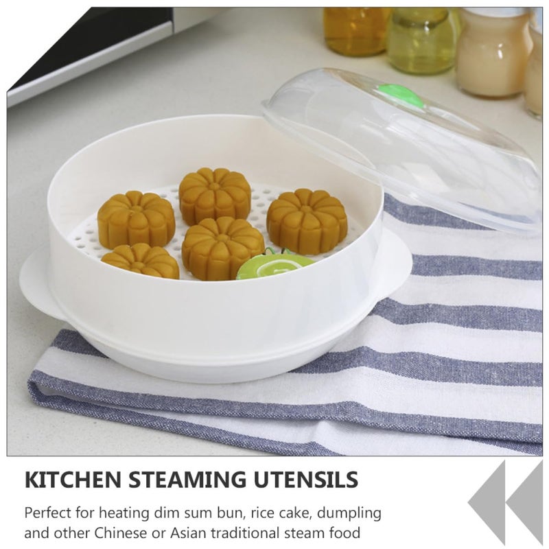 Double Layer Microwave Steamer Basket with Lid for Healthy Cooking Dumplings Vegetables - Image 5