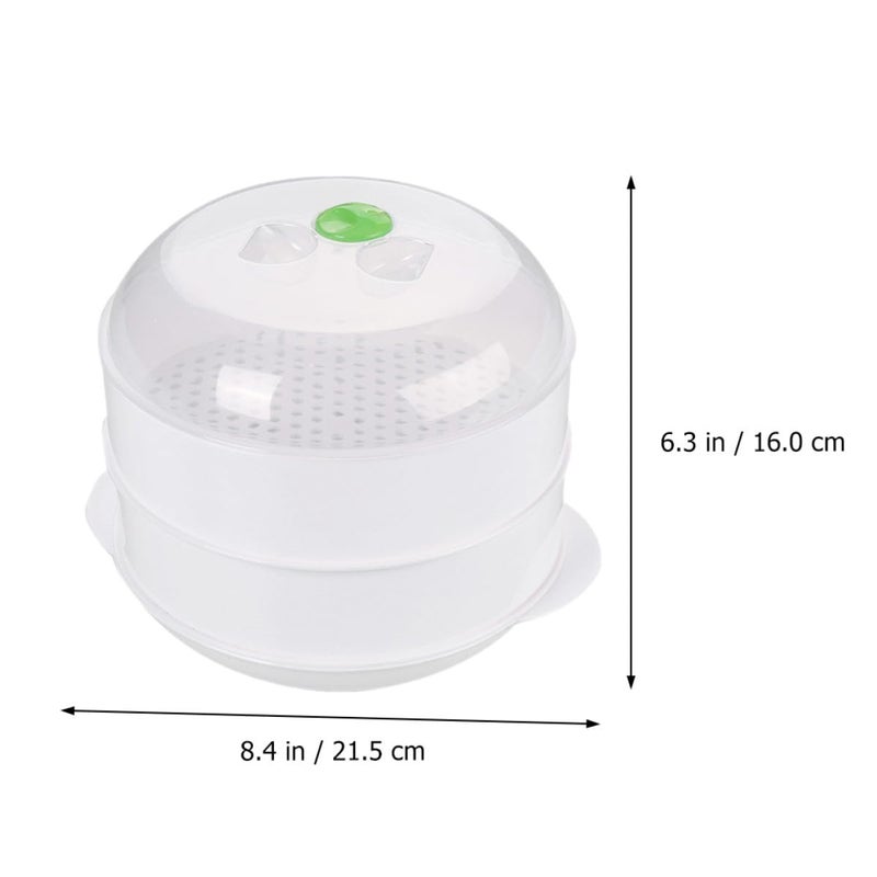 Double Layer Microwave Steamer Basket with Lid for Healthy Cooking Dumplings Vegetables - Image 3