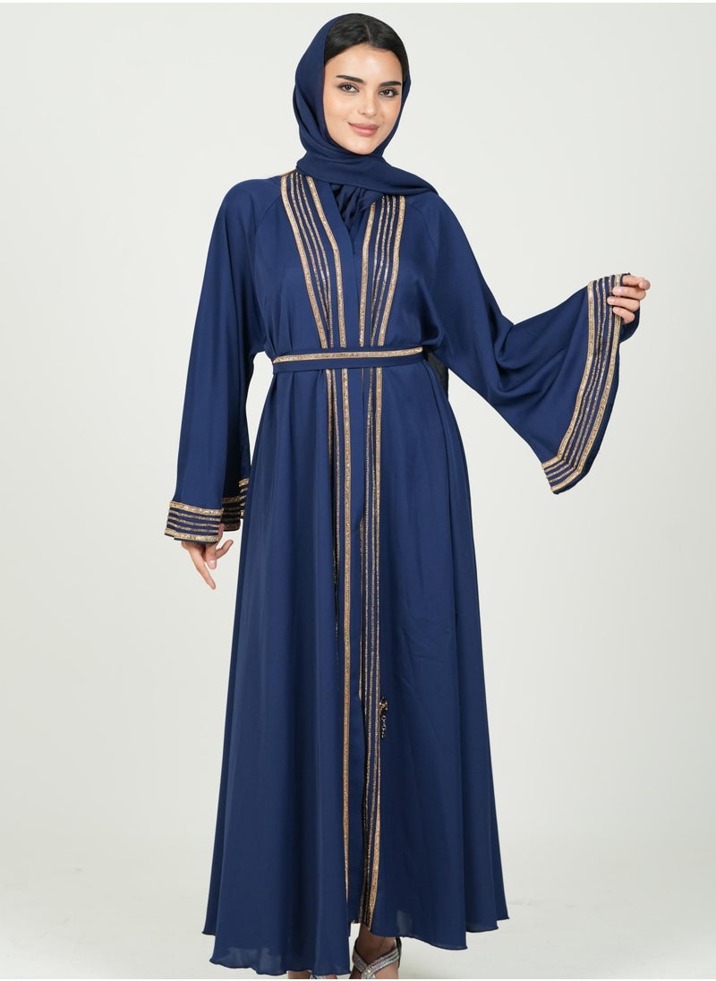 AL BENT AL SHARQIEH women cloche abaya with belt and hijab  - Image 1