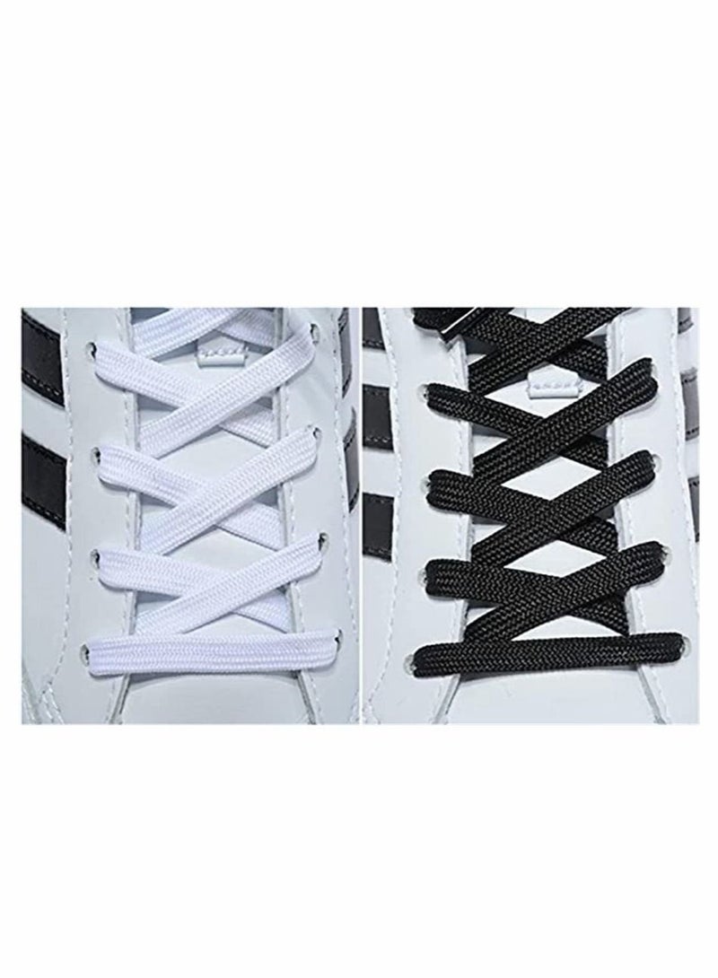 كابتن تيك Flat Shoelace, 4 Pair Wide Flat Athletic Shoelaces in Black and White for Sneakers and Shoes(2 Pairs Black and 2 Pairs White 160 cm/63 inches Long) - Image 4