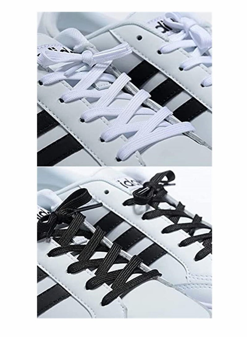 كابتن تيك Flat Shoelace, 4 Pair Wide Flat Athletic Shoelaces in Black and White for Sneakers and Shoes(2 Pairs Black and 2 Pairs White 160 cm/63 inches Long) - Image 2