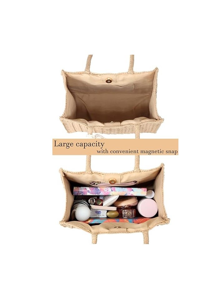 Loquat Straw Tote Bag for Women Beach Bag Summer Woven Handbag  - Image 4