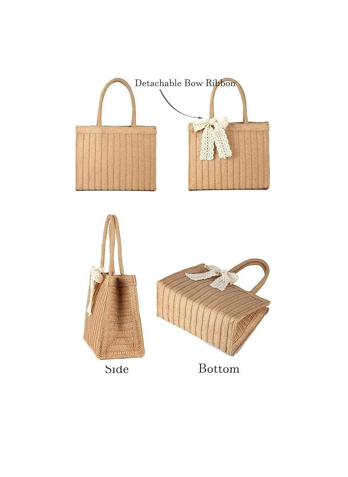 Loquat Straw Tote Bag for Women Beach Bag Summer Woven Handbag  - Image 3