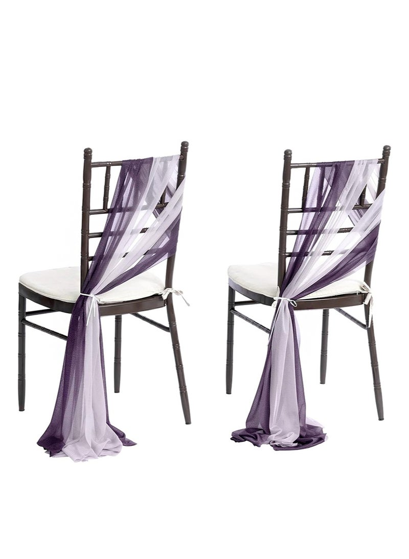 إزدنك أغطية كراسي الزفاف، ديكور الممر، قماش متدلي، ربطات حزام مقاومة للتجاعيد، مناسبة للحفلات، حفل الاستقبال، تنسيق الزهور، المآدب، الديكور الخارجي (قطعتان من اللون الأرجواني وقطعتان من اللون الخزامي) - Image 1