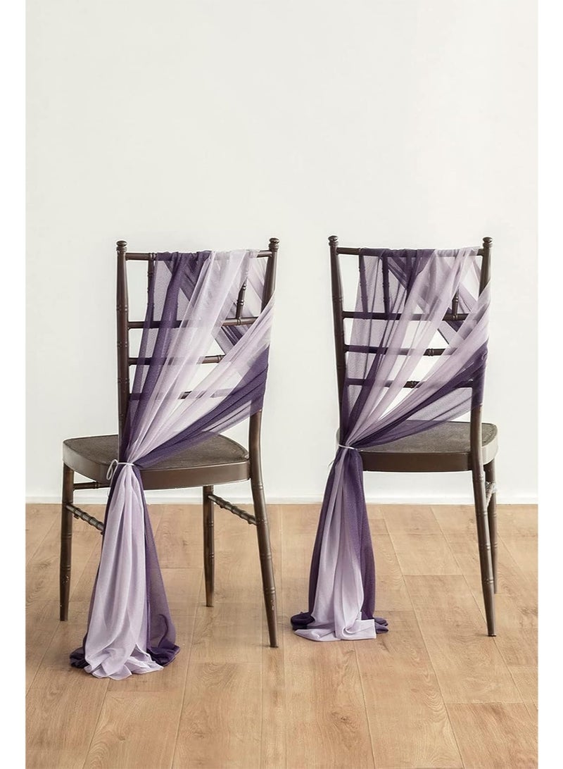إزدنك أغطية كراسي الزفاف، ديكور الممر، قماش متدلي، ربطات حزام مقاومة للتجاعيد، مناسبة للحفلات، حفل الاستقبال، تنسيق الزهور، المآدب، الديكور الخارجي (قطعتان من اللون الأرجواني وقطعتان من اللون الخزامي) - Image 2