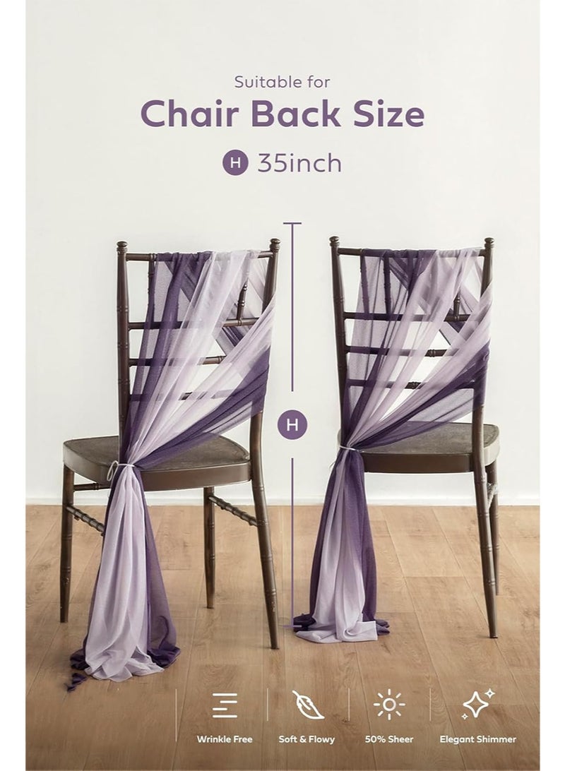 إزدنك أغطية كراسي الزفاف، ديكور الممر، قماش متدلي، ربطات حزام مقاومة للتجاعيد، مناسبة للحفلات، حفل الاستقبال، تنسيق الزهور، المآدب، الديكور الخارجي (قطعتان من اللون الأرجواني وقطعتان من اللون الخزامي) - Image 3