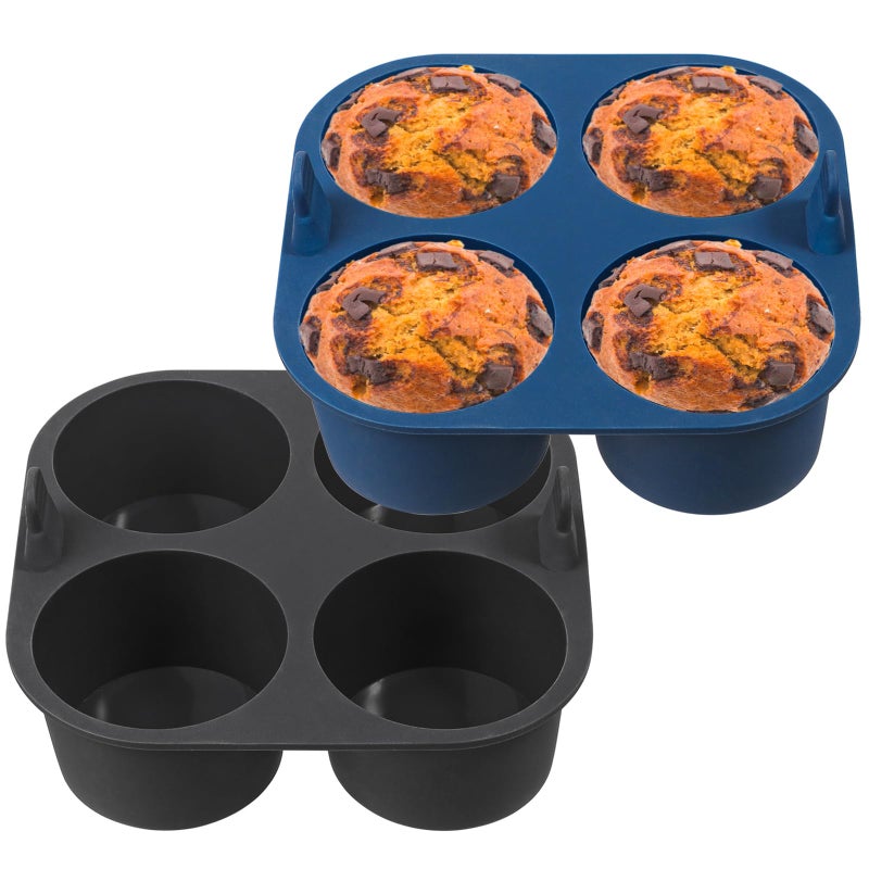 webake Silicone Deep Muffin Tray for Air Fryer 2 Pcs 8cm Large Muffin Cases Giant Cupcake Moulds Cupcake Baking Trays for Baking Cupcakes Cakes Pudding 185 x 18 x 5 cm