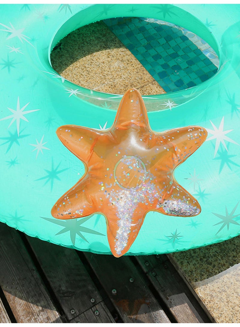 Mermaid Tail Inflatable Pool Float Ring, 90# Transparent PVC Swim Ring with Starfish, Summer Beach Water Toy for Adults - Image 4