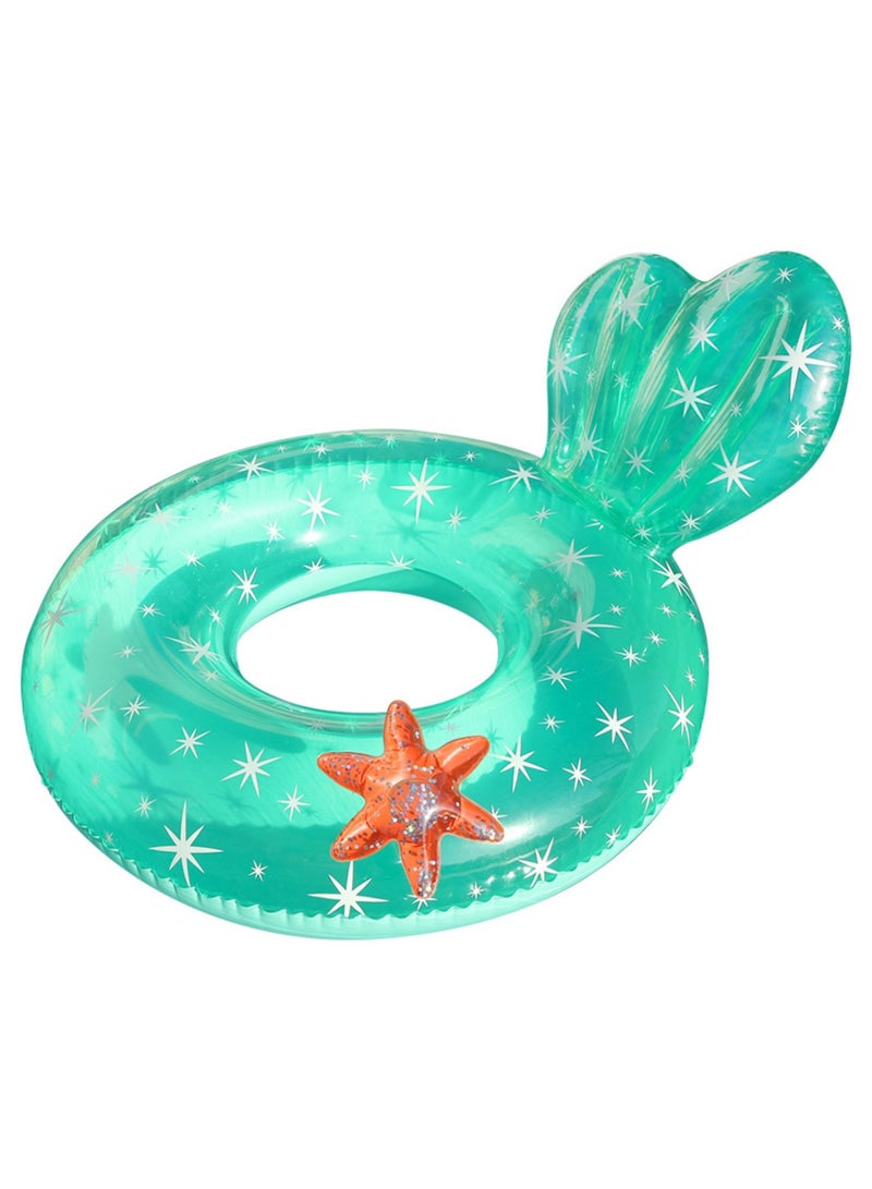 Mermaid Tail Inflatable Pool Float Ring, 90# Transparent PVC Swim Ring with Starfish, Summer Beach Water Toy for Adults - Image 2