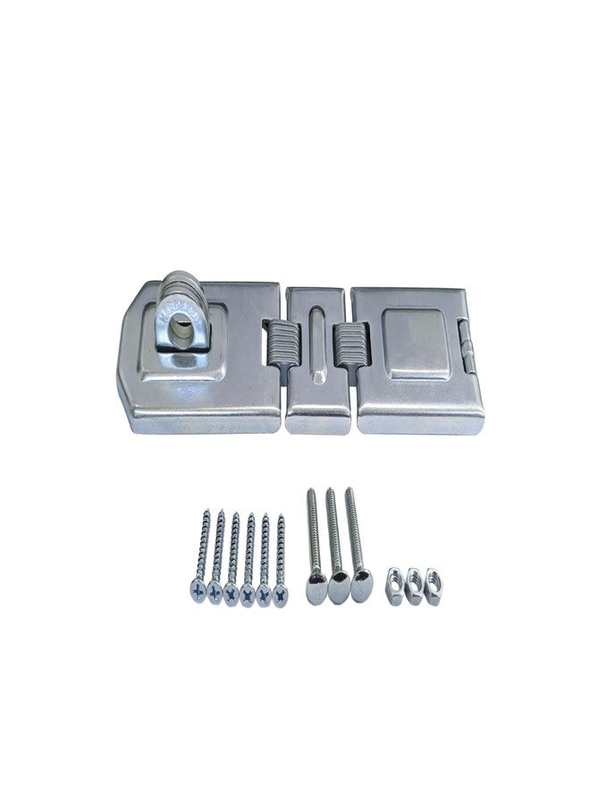 QCAA Extra Heavy Duty Concealed Safety Hasp, Flexible Link, with Hardened Staple, 6-1/4" Single Flexible, Zinc Plated, 1 Pack, Made in Taiwan - Image 4