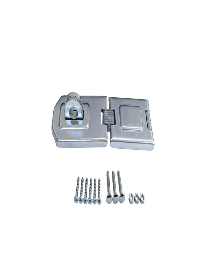 QCAA Extra Heavy Duty Concealed Safety Hasp, Flexible Link, with Hardened Staple, 6-1/4" Single Flexible, Zinc Plated, 1 Pack, Made in Taiwan - Image 1