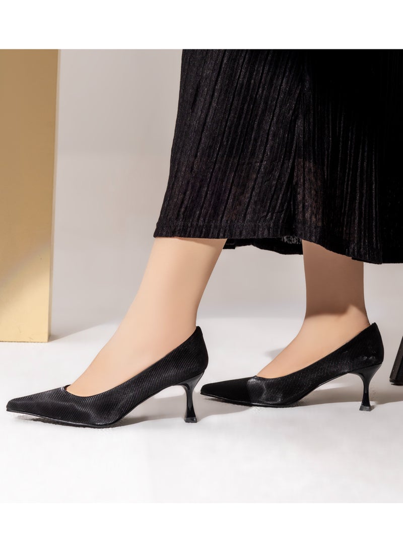 LIFESTYLISH Shoe Heel Leather Grain Awesome GZ-12 - Black 
