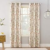 Sun Zero Cooper Botanical Print Thermal Insulated Room Darkening Grommet Curtain Panel 40" x 84" Linen - Image 1