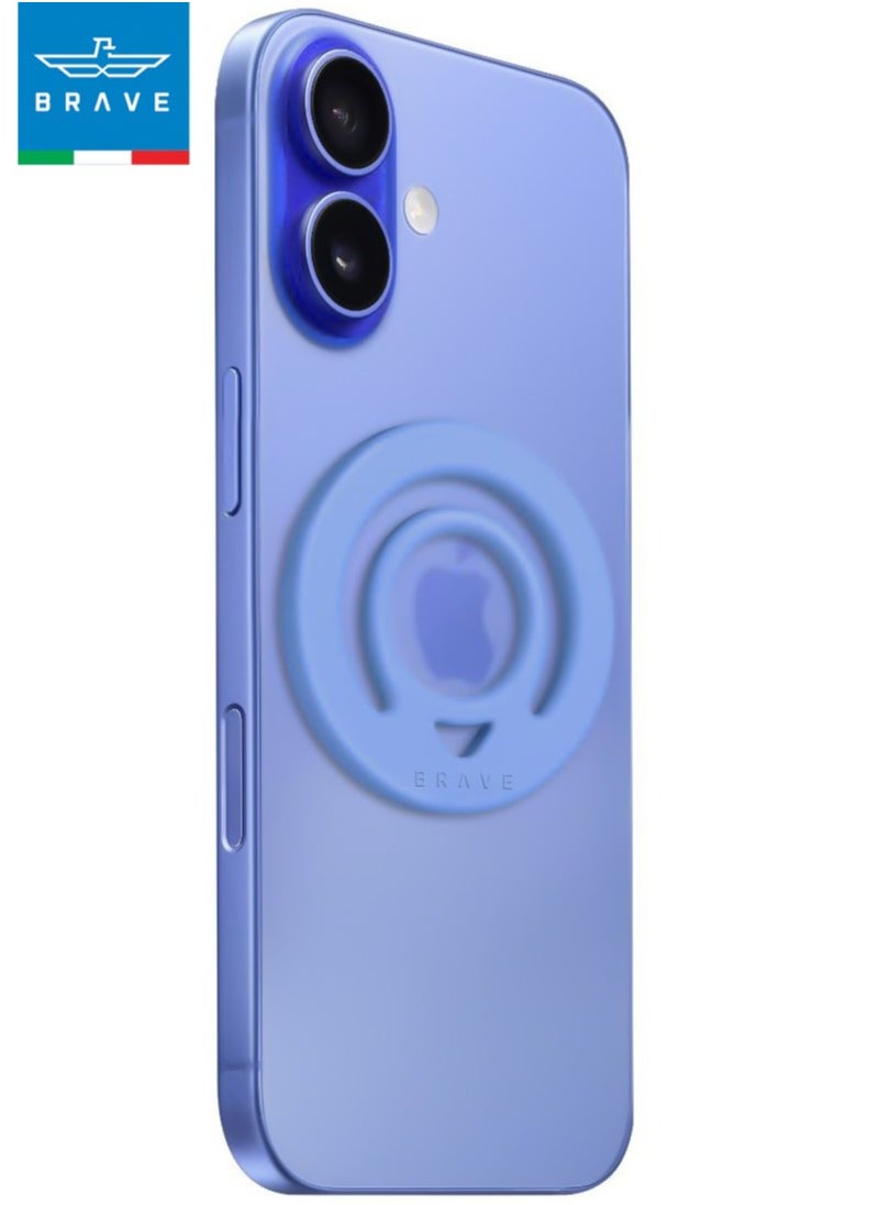 Brave - Dual-Sided Magnetic Ring Holder - Durable MagSafe Silicone Phone Grip, Compatible with Wireless Charging - Magnetic Phone Ring for iPhone 16/15/14/13/12 (Pro/Max/Plus), Samsung Galaxy S25/S24/S23/S22 and Other Series, and Other Phones with Metal Plate Attachment - Secure Grip and Hands-Free Stand (Blue) - Image 1