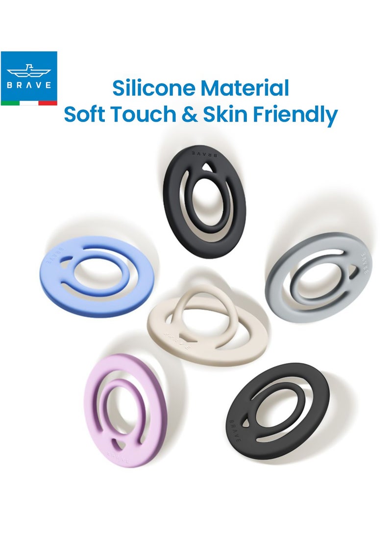 Brave - Dual-Sided Magnetic Ring Holder - Durable MagSafe Silicone Phone Grip, Compatible with Wireless Charging - Magnetic Phone Ring for iPhone 16/15/14/13/12 (Pro/Max/Plus), Samsung Galaxy S25/S24/S23/S22 and Other Series, and Other Phones with Metal Plate Attachment - Secure Grip and Hands-Free Stand (Blue) - Image 1