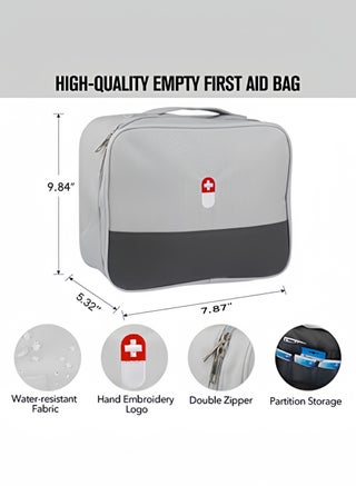 First Aid Bag Empty,Multifunction Emergency Medicine Storage Bag for Outdoor Camping Hiking Travel Emergency(Grey) - view 3