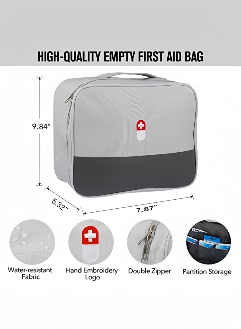Eilimi First Aid Bag Empty,Multifunction Emergency Medicine Storage Bag for Outdoor Camping Hiking Travel Emergency(Grey) - Image 3