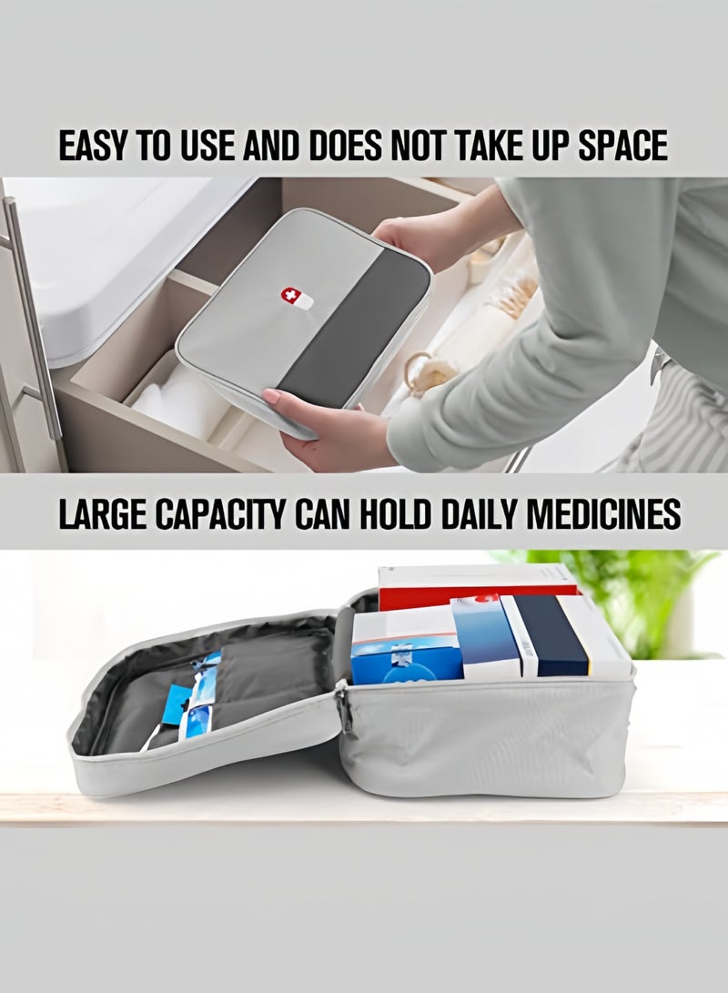 Eilimi First Aid Bag Empty,Multifunction Emergency Medicine Storage Bag for Outdoor Camping Hiking Travel Emergency(Grey) - Image 5