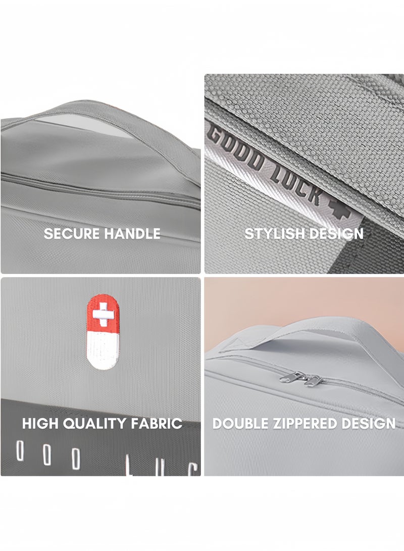 Eilimi First Aid Bag Empty,Multifunction Emergency Medicine Storage Bag for Outdoor Camping Hiking Travel Emergency(Grey) - Image 2