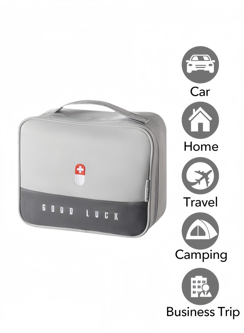 Eilimi First Aid Bag Empty,Multifunction Emergency Medicine Storage Bag for Outdoor Camping Hiking Travel Emergency(Grey) - Image 1