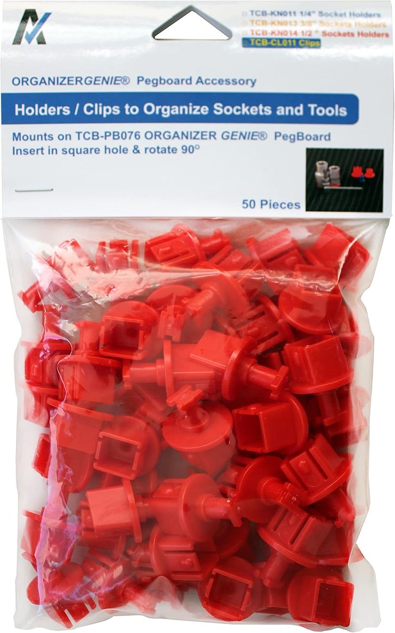Ascend Tools 1/2" Socket Holders (50 pcs) - Accessories for Organizer Genie Pegboards to Organize 1/2" Sockets on the Pegboard - Image 1