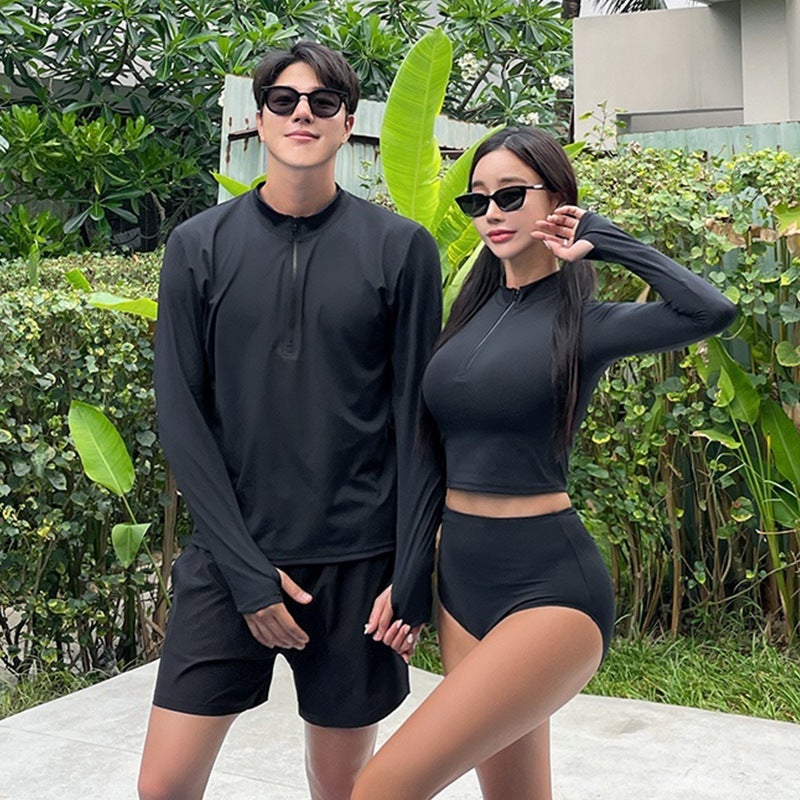 Unisex Two-Piece Swimsuit For Women 2026 Long-Sleeved Zipper Couple Conservative Slimming Tummy-Covering Plus-Size Sports Swimwear - Image 4