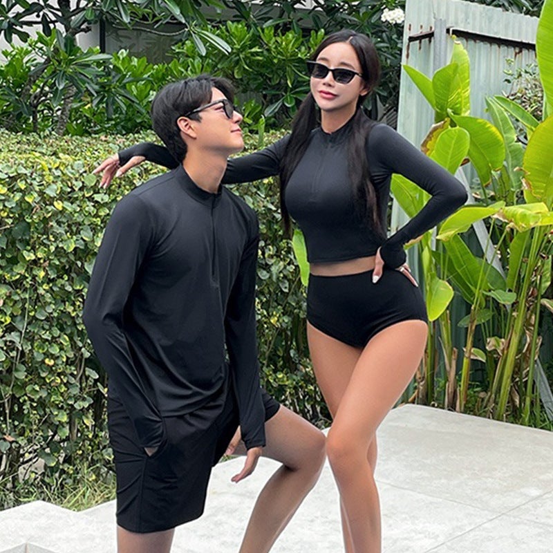 Unisex Two-Piece Swimsuit For Women 2026 Long-Sleeved Zipper Couple Conservative Slimming Tummy-Covering Plus-Size Sports Swimwear - Image 5