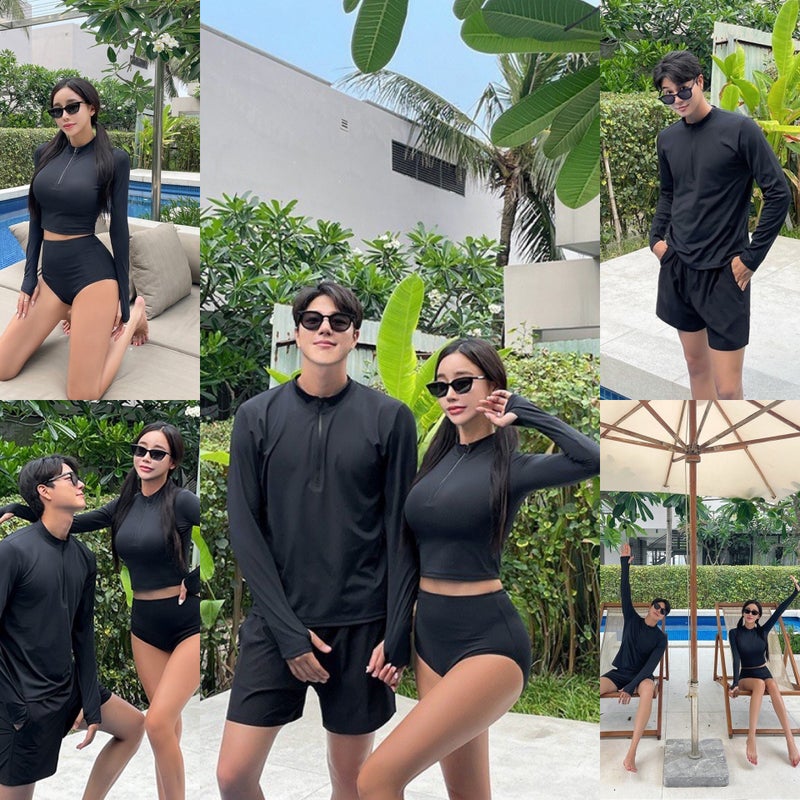 Unisex Two-Piece Swimsuit For Women 2026 Long-Sleeved Zipper Couple Conservative Slimming Tummy-Covering Plus-Size Sports Swimwear - Image 2