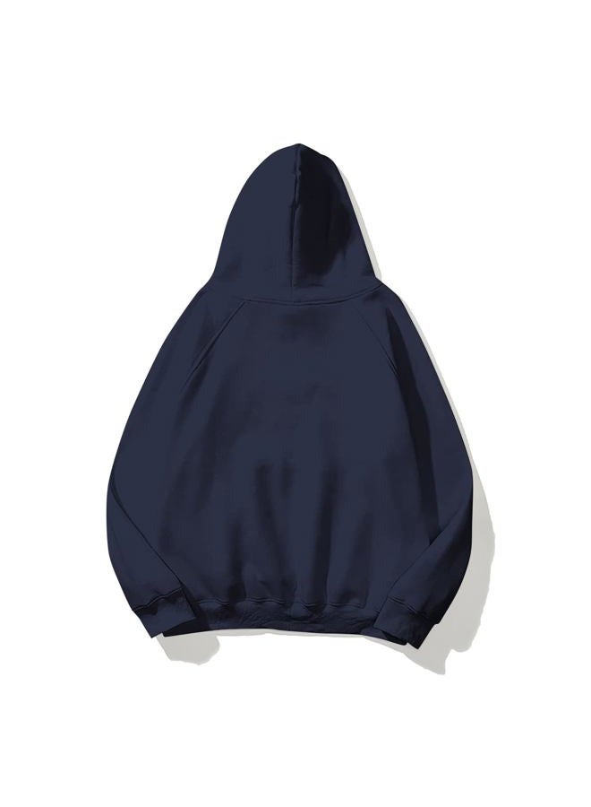 SAFRISIOR Oversized Hoodies for Women and Men Couples Fleece Basic Solid Hooded Sweatshirt Pullover Jackets Navy, S - Image 3