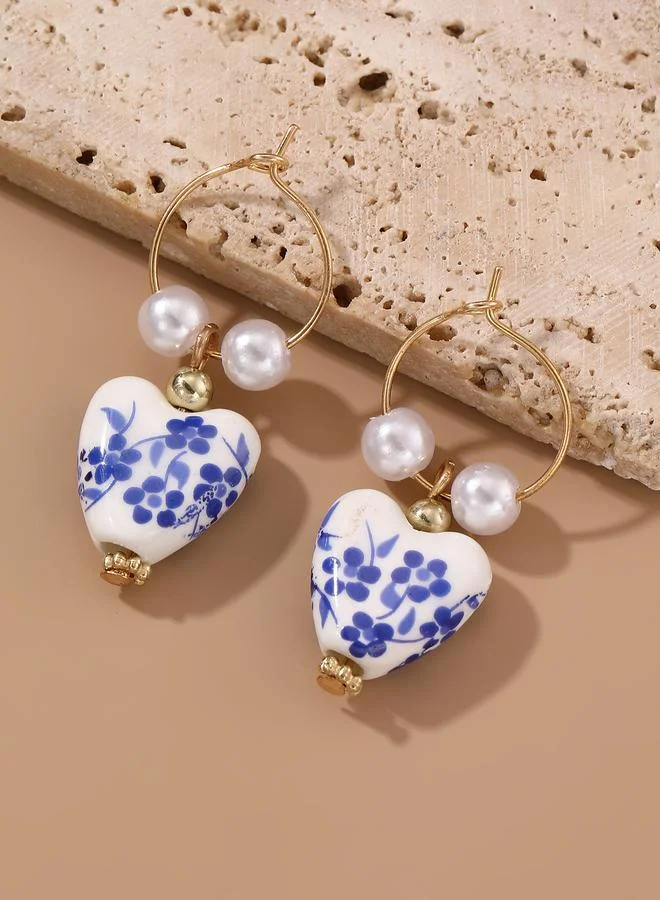 تايك تو Heart Pendant Hoop Earrings