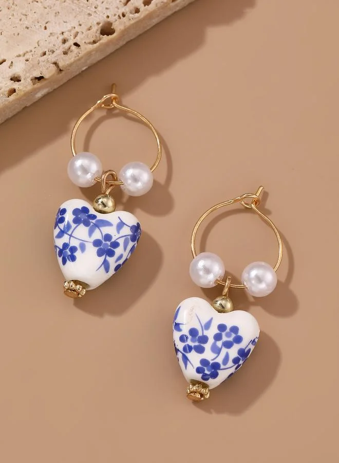 تايك تو Heart Pendant Hoop Earrings