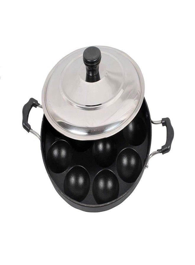SHREE SAI TRADERS 12 Cavities Non Stick Appam Patra with Lid,Red (Paniyarrakal/Paniyaram/Appam Pan/Maker/Pan Cake Maker) - Image 2