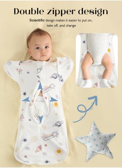 URbazaar Baby Swaddle Blanket Sack with Arms Free Design, Transition to Arm Freedom Wearable for Newborn Girl and Boy, Medium 100% Breathable Cotton 0-6 Months  - Image 5