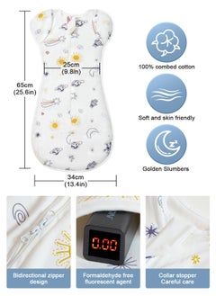 URbazaar Baby Swaddle Blanket Sack with Arms Free Design, Transition to Arm Freedom Wearable for Newborn Girl and Boy, Medium 100% Breathable Cotton 0-6 Months  - Image 3
