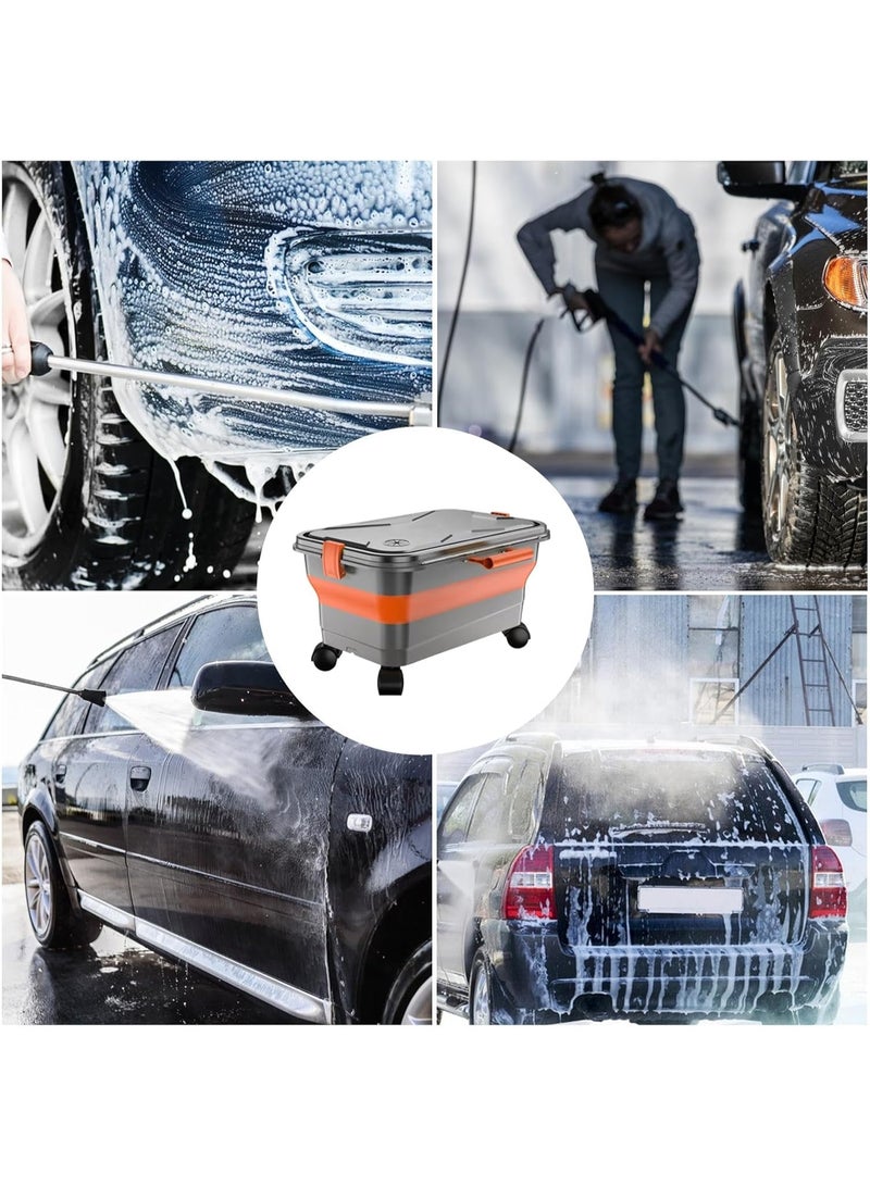 BlueFire Heavy-Duty Mobile Water Station for Car Washing, Cordless Pressure Washers, Camping & RV Trips – Foldable 22L Bucket with Drain Plug, Locking Lid, Side Outlet & PP Filter – Portable Rolling Water Tank for Home Cleaning, Pet Bathing, Outdoor Sink, Laundry & Gardening – Space-Saving Silicone & PP Design for Effortless Transport & Storage - Image 4