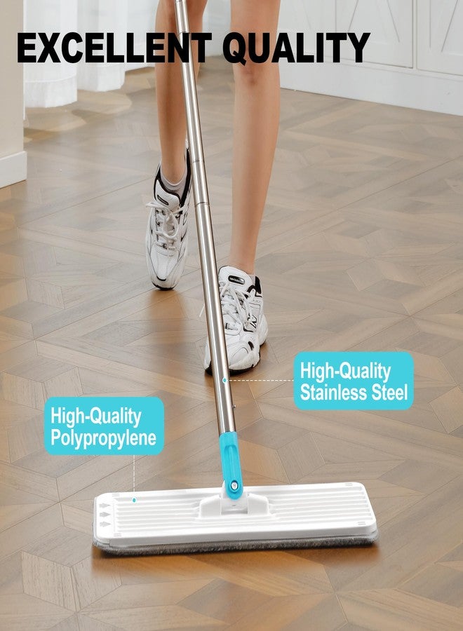 BEJOMOP 13" Flat Mop Head with 60" Long Handle and 1 Microfiber Pad for Floor Cleaning, Mops for Floor Cleaning,Compatible with BEJOMOP Squeeze Flat Mop and Bucket Set, Turquoise-Cyan - Image 2