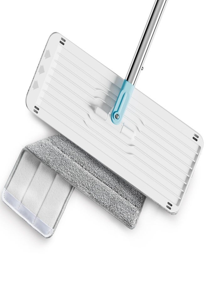 BEJOMOP 13" Flat Mop Head with 60" Long Handle and 1 Microfiber Pad for Floor Cleaning, Mops for Floor Cleaning,Compatible with BEJOMOP Squeeze Flat Mop and Bucket Set, Turquoise-Cyan - Image 1