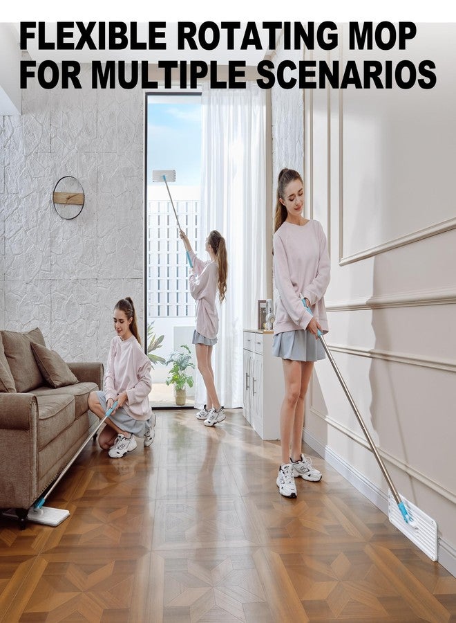 BEJOMOP 13" Flat Mop Head with 60" Long Handle and 1 Microfiber Pad for Floor Cleaning, Mops for Floor Cleaning,Compatible with BEJOMOP Squeeze Flat Mop and Bucket Set, Turquoise-Cyan - Image 3