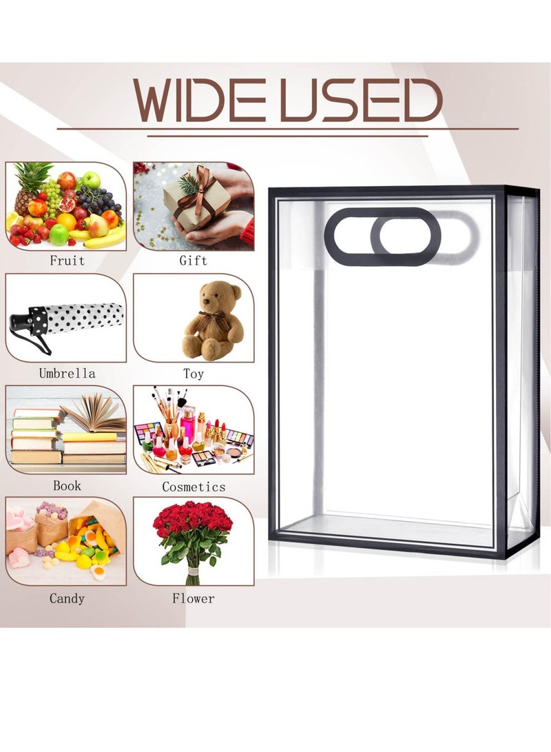 Clear Plastic Gift Bags, 20Pcs Transparent PVC Gift Bag, Plastic Gift Tote Bag, Reusable Shopping Bags, with Die Cut Handle, for Wedding Bridal Shower Party Favor (26x18x8 cm, Black Trim) - Image 3
