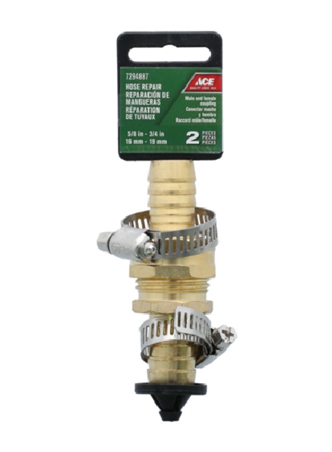 ACE 1 Male and 1 Female Hose Connector Gold and Silver 14.1 x 3 x 4.3 cm JY4887 - Image 1