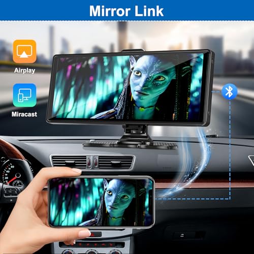 Accfly Carplay Screen for Car,10.26" HD IPS Wireless Portable car Stereo for Apple Carplay&Android Auto,Car Audio Receivers with 4K Dash Cam/1080P Rear Camera,GPS Navigation,Mirror Link,FM,Voice Control - Image 4