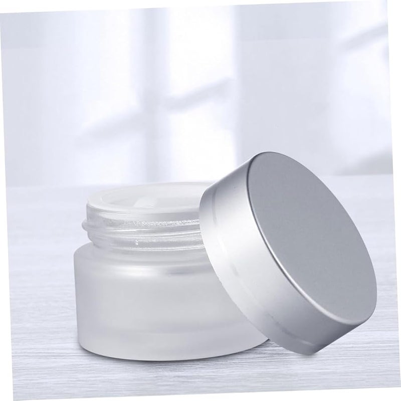 Unomor 9pcs Frosted Glass Cosmetic Jars Refillable Travel Containers For Skincare Cream Lotion - Image 4
