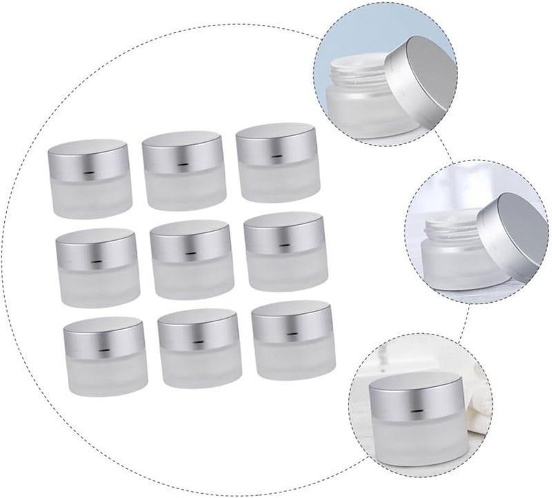 Unomor 9pcs Frosted Glass Cosmetic Jars Refillable Travel Containers For Skincare Cream Lotion - Image 5
