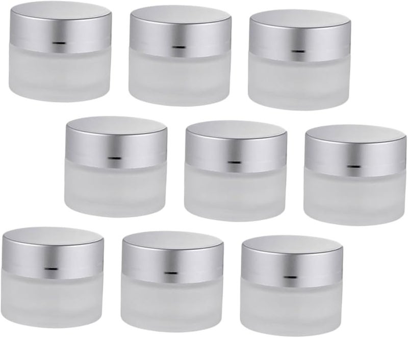 Unomor 9pcs Frosted Glass Cosmetic Jars Refillable Travel Containers For Skincare Cream Lotion - Image 1