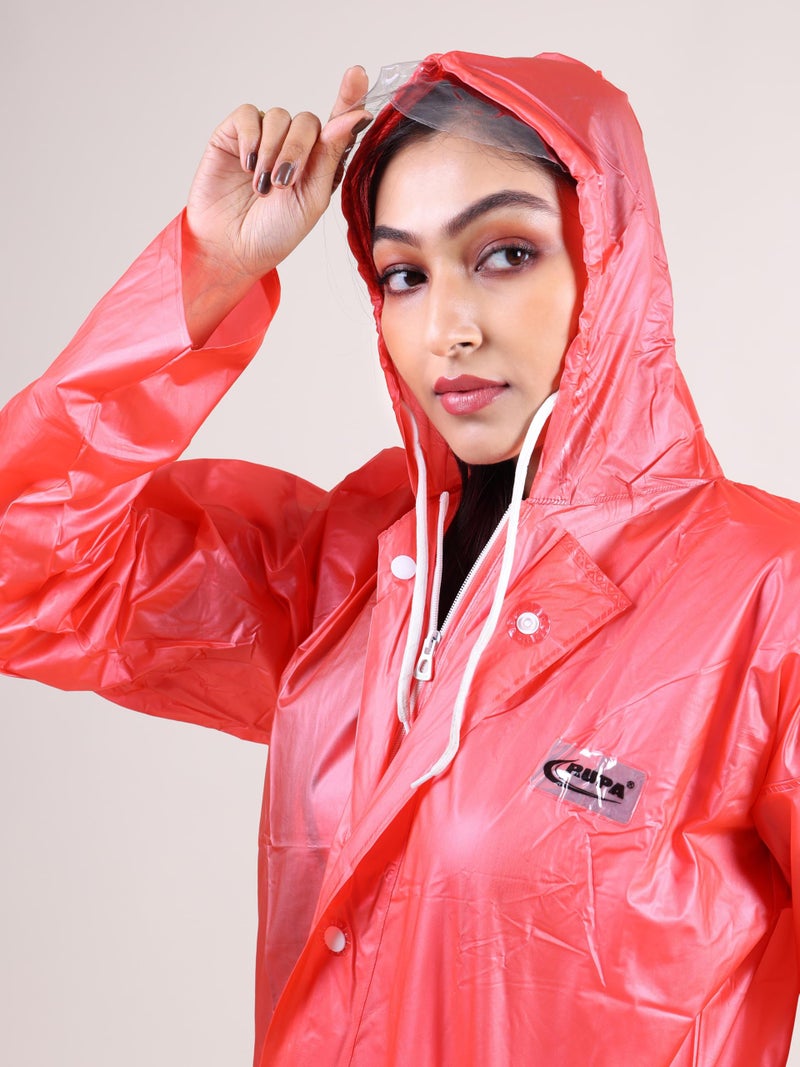 Rupa Rainsuit Women Waterproof PVC Raincoat with Hood & Carry Bag | Lightweight Rainwear for Women with Front Zip | Solid Color | Standard Length | Pack of 1 - Image 2