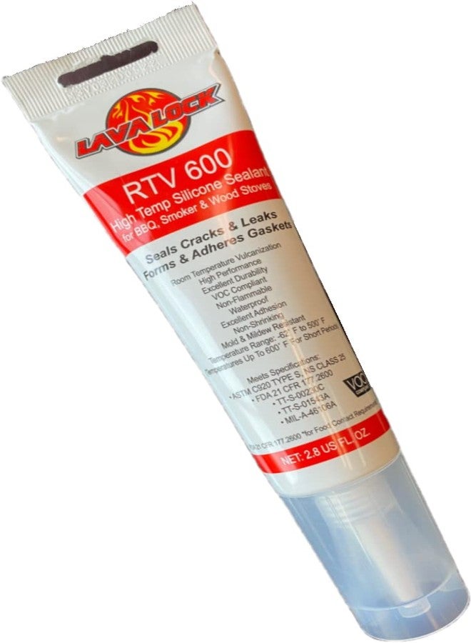 LavaLock RTV 600 F BBQ Grill Smoker Sealer & Gasket Maker High Temp Silicon Adhesive 3 oz. (2.8 Fluid Ounce) - Image 2