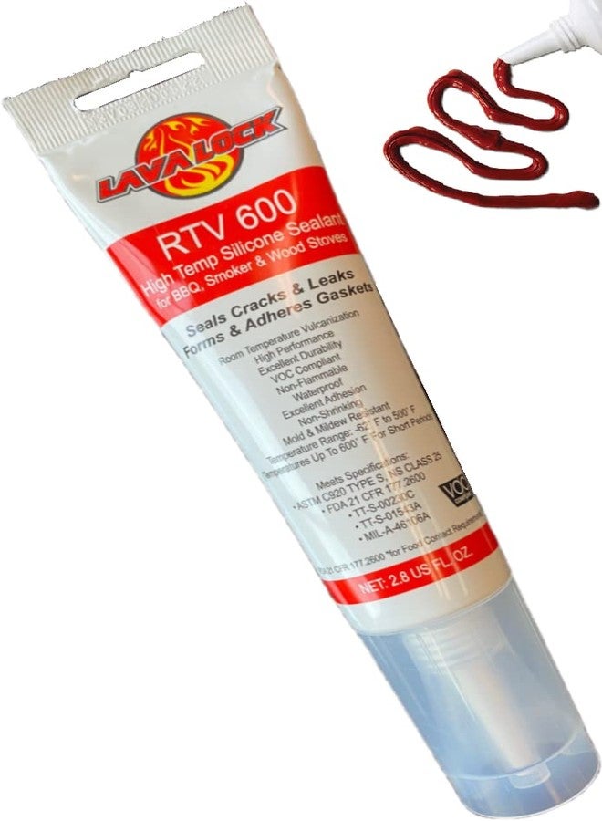 LavaLock RTV 600 F BBQ Grill Smoker Sealer & Gasket Maker High Temp Silicon Adhesive 3 oz. (2.8 Fluid Ounce) - Image 1