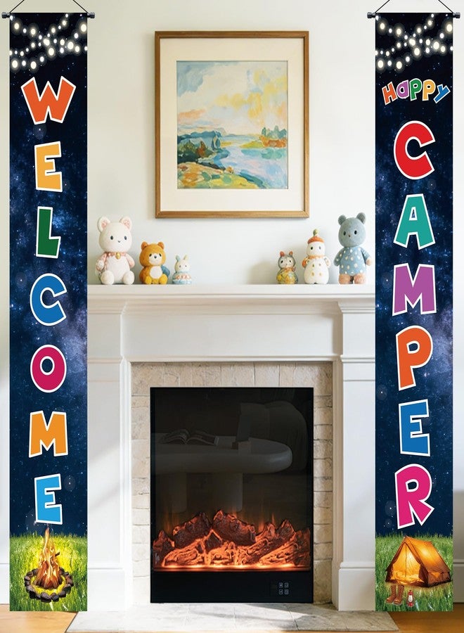 LUUFILx Camping Door Banner Decorations for Kids Adult Happy Camper Porch Sign Welcome Camping Party Front Door Banner for Outdoor Indoor Summer Camp Adventure Themed Birthday Baby Shower Decorations Supplies - Image 4